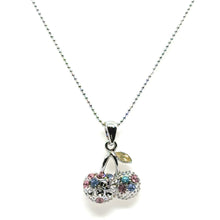 Cherry Fruit Pendant Necklace with Multicolor Crystals – Playful and Trendy Jewelry