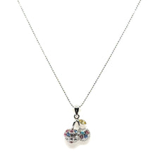 Cherry Fruit Pendant Necklace with Multicolor Crystals – Playful and Trendy Jewelry