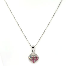 Pink Heart Pendant Beaded Chain Necklace with Rhinestone Charm – Cute and Stylish Fashion Jewelry