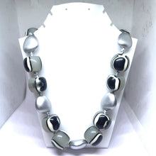 Bold Artisan Beaded Necklace in Simulated Monochrome Agate – Handmade Contemporary Statement Jewelry