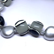 Bold Artisan Beaded Necklace in Simulated Monochrome Agate – Handmade Contemporary Statement Jewelry