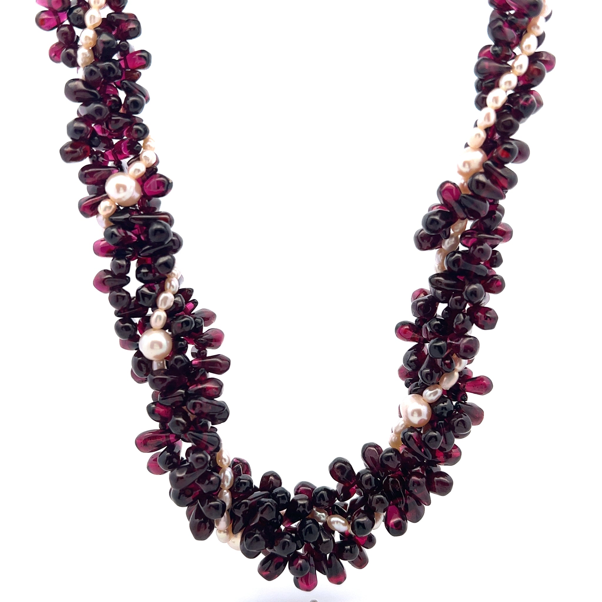 Natural Garnet Drop with Pearl June Gemstone Necklace