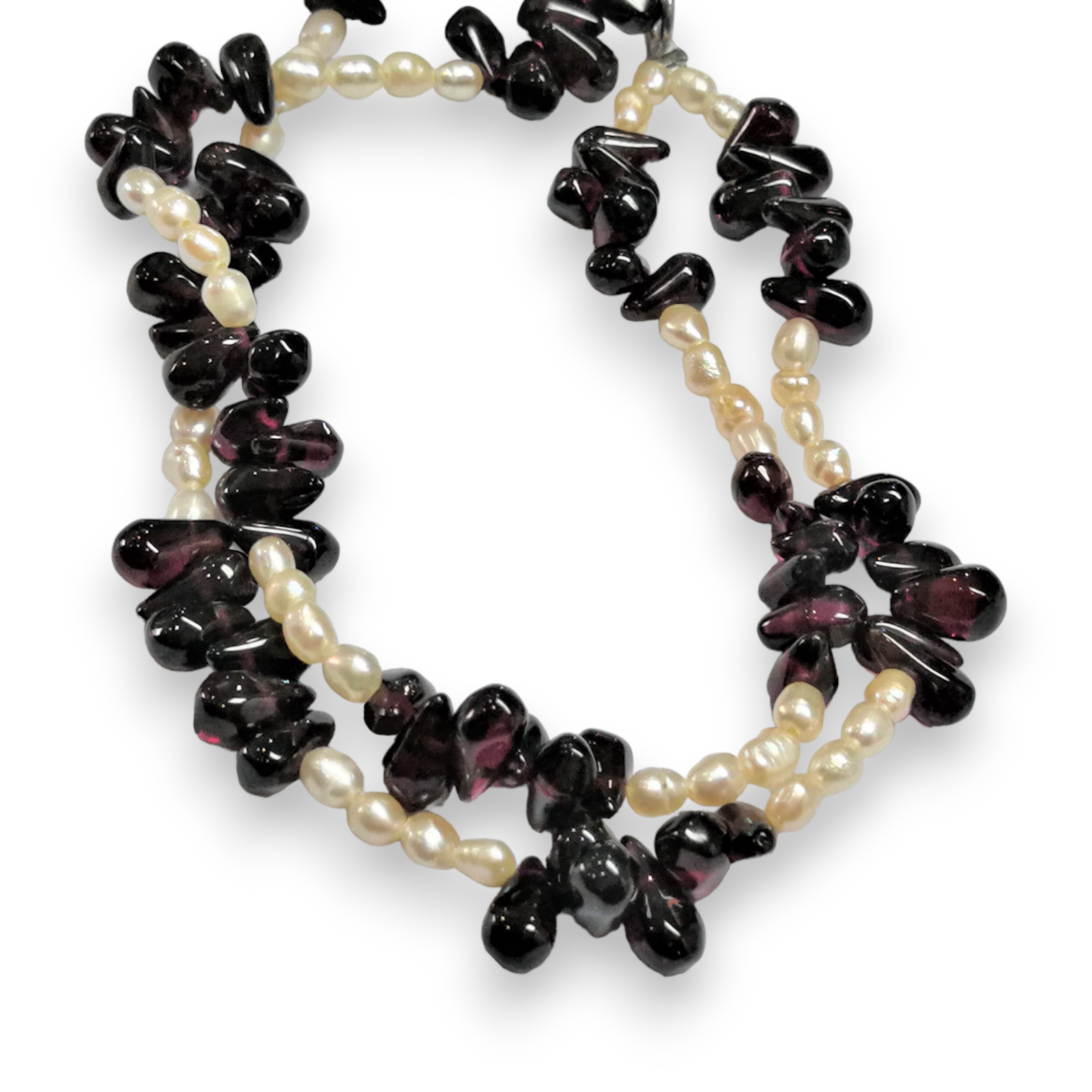Natural Handmade Necklace Garnet Pearls 16"-18" Gemstone Beads Jewellery