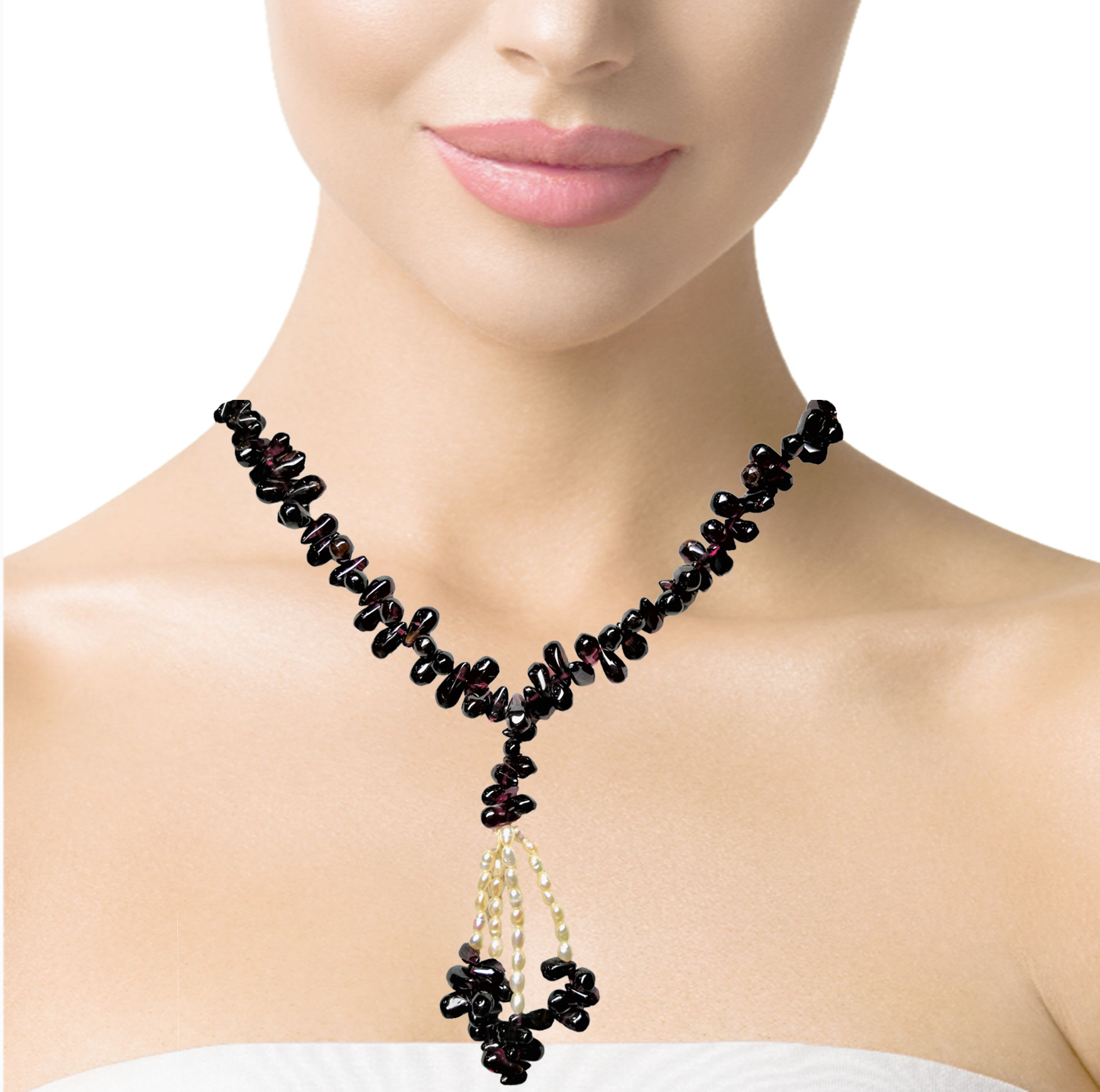 Natural Handmade Necklace 16"-18" Garnet Pearls Gemstone Beads Jewellery