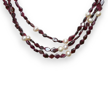 Natural Handmade Necklace 16-18inch Garnet Round Pearls Gem Beads Jewelry