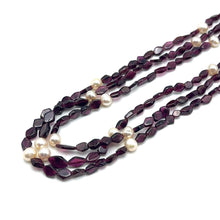 Natural Garnet Fancy 6mm & Pearl Multi Layered Gemstone Necklace