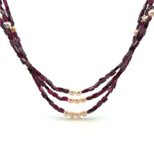 Natural Handmade Necklace 16-18inch Flat Rectangle Garnet Pearls Gem Beads Jewelry