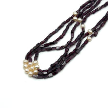 Natural Handmade Necklace 16-18inch Flat Rectangle Garnet Pearls Gem Beads Jewelry