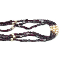 Natural Handmade Necklace 16-18inch Flat Rectangle Garnet Pearls Gem Beads Jewelry