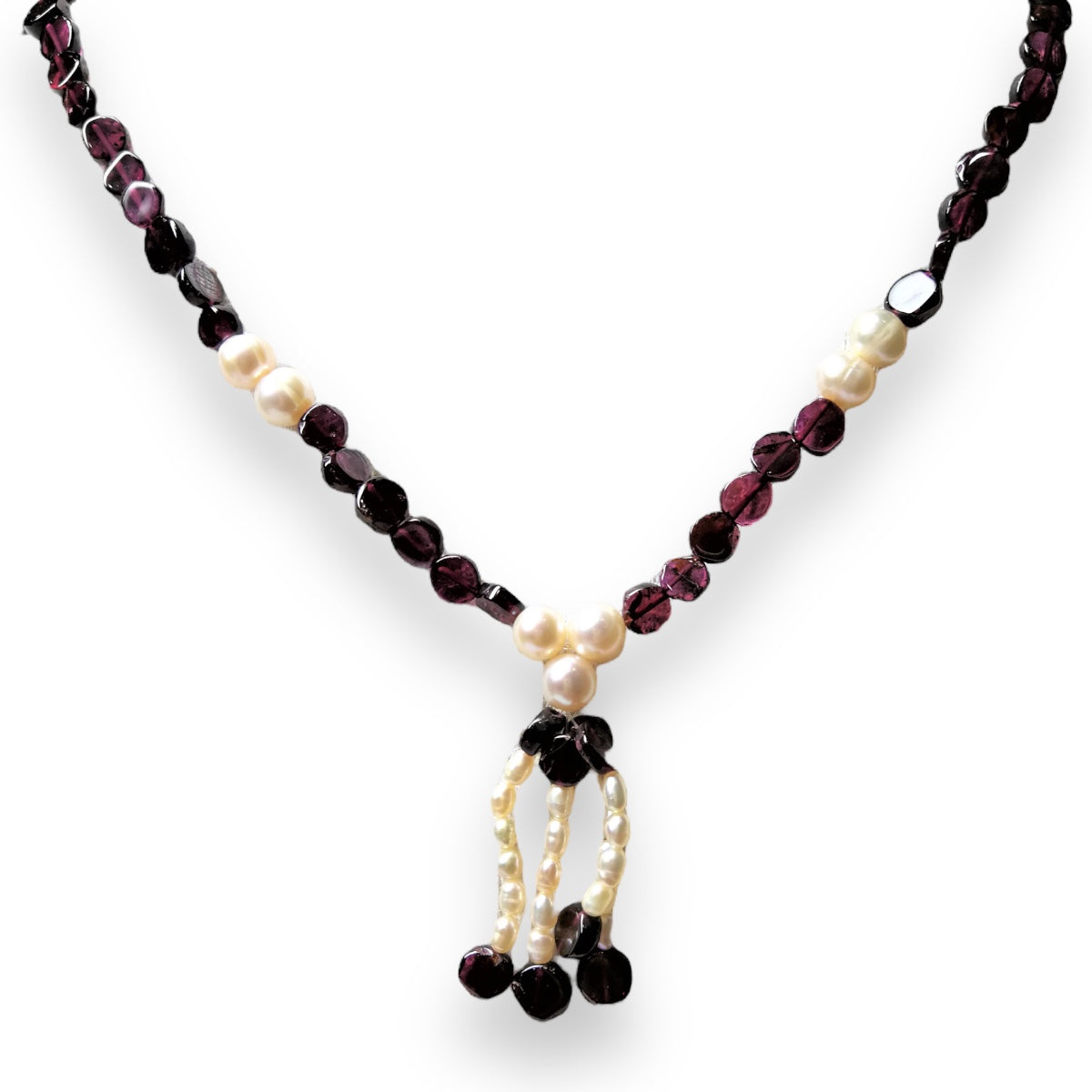 Natural Handmade Necklace 16"-18" Rondelle Garnet Pearls Gemstone Beads Jewelry