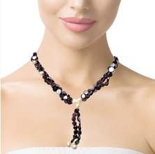 Natural Garnet Button 6mm & Pearl Plain Gemstone Necklace