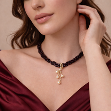 Natural Garnet with Smooth Pearl Gemstone Necklace