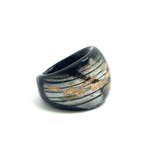 Handmade Glass Acrylic Ring Frosted Silver Black Infinity Band