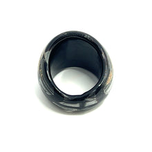 Handmade Glass Acrylic Ring Frosted Silver Black Infinity Band