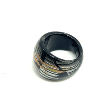 Handmade Glass Acrylic Ring Frosted Silver Black Infinity Band