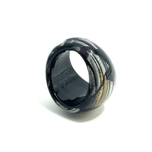 Handmade Glass Acrylic Ring Frosted Silver Black Infinity Band