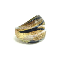 Handmade Glass Acrylic Ring Golden Crystal Elliptical Infinity Band