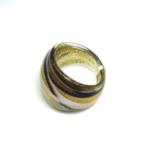 Handmade Glass Acrylic Ring Golden Crystal Elliptical Infinity Band