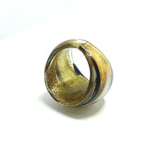 Handmade Glass Acrylic Ring Golden Crystal Elliptical Infinity Band