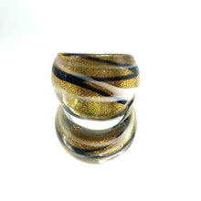 Handmade Glass Acrylic Ring Golden Crystal Elliptical Infinity Band