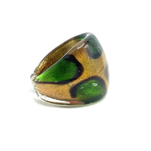 Handmade Glass Acrylic Ring Autumn Citrus Foliage Golden Infinity Band