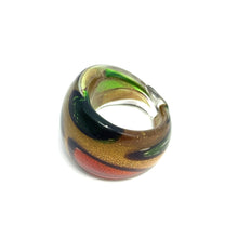 Handmade Glass Acrylic Ring Autumn Citrus Foliage Golden Infinity Band