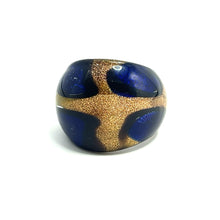 Handmade Glass Acrylic Ring Golden Navy Floral Elegance Infinity Band