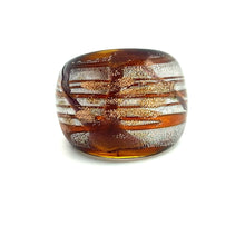 Handmade Glass Acrylic Ring Silver Luster Amber Radiance Infinity Band