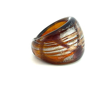 Handmade Glass Acrylic Ring Silver Luster Amber Radiance Infinity Band