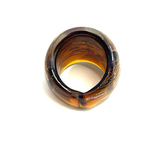 Handmade Glass Acrylic Ring Silver Luster Amber Radiance Infinity Band