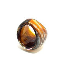 Handmade Glass Acrylic Ring Silver Luster Amber Radiance Infinity Band