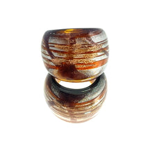 Handmade Glass Acrylic Ring Silver Luster Amber Radiance Infinity Band