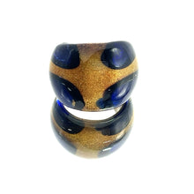 Handmade Glass Acrylic Ring Golden Navy Floral Veils Infinity Band