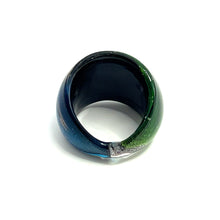 Handmade Glass Acrylic Ring Aqua Earthy Artistry  Infinity Band