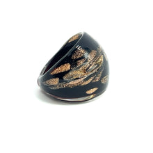 Handmade Glass Acrylic Ring Golden Obsidian Radiance Infinity Band