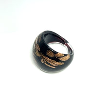 Handmade Glass Acrylic Ring Golden Obsidian Radiance Infinity Band