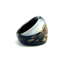 Handmade Glass Acrylic Ring Monochrome Gilded  Infinity Band