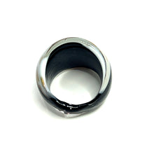 Handmade Glass Acrylic Ring Monochrome Gilded  Infinity Band