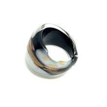 Handmade Glass Acrylic Ring Monochrome Gilded  Infinity Band