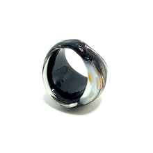 Handmade Glass Acrylic Ring Monochrome Gilded  Infinity Band