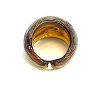 Handmade Glass Acrylic Ring Silver Luster Amber Brown  Infinity Band