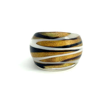 Handmade Glass Acrylic Ring Golden Monochrome Elegance Infinity Band