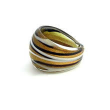 Handmade Glass Acrylic Ring Golden Monochrome Elegance Infinity Band