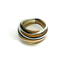 Handmade Glass Acrylic Ring Golden Monochrome Elegance Infinity Band