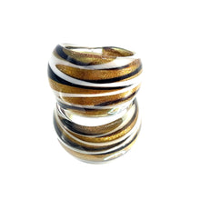 Handmade Glass Acrylic Ring Golden Monochrome Elegance Infinity Band