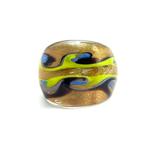 Handmade Glass Acrylic Ring Arabesque Chromatic Gold  Infinity Band