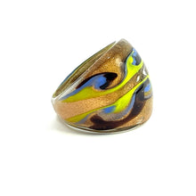Handmade Glass Acrylic Ring Arabesque Chromatic Gold  Infinity Band