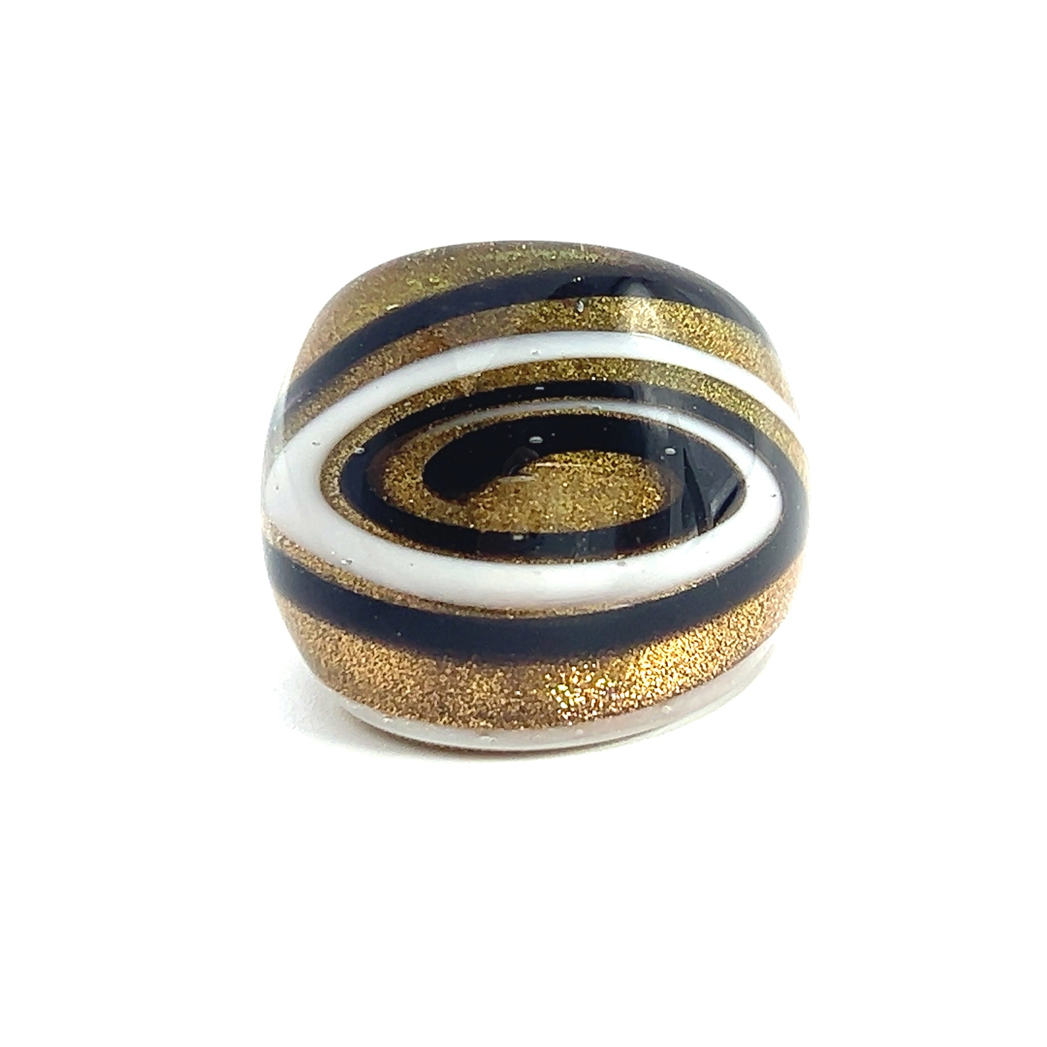 Handmade Glass Acrylic Ring Golden Galactic Monochrome Infinity Band