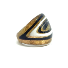 Handmade Glass Acrylic Ring Golden Galactic Monochrome Infinity Band