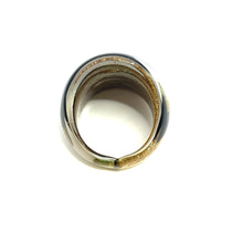 Handmade Glass Acrylic Ring Golden Galactic Monochrome Infinity Band